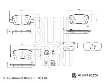 BLUE PRINT HYUNDAI Комплект гальмівних колодок задні SANTA FE V (MX5) 1.6 T-GDI Hybrid 24- Blue Print ADBP420224