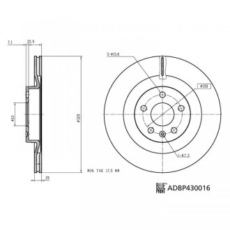 Диск гальм. задн. VOLVO S60 20- blue Print ADBP430016