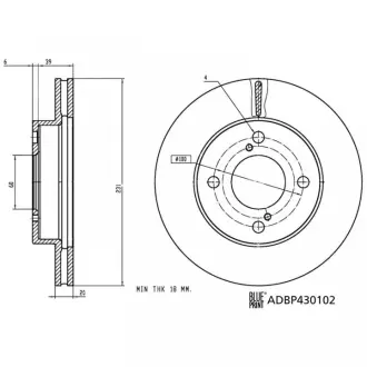 BLUE PRINT SUZUKI Гальмівний диск передн. IGNIS III 1.2 16- blue print ADBP430102 Сузуки Игнис
