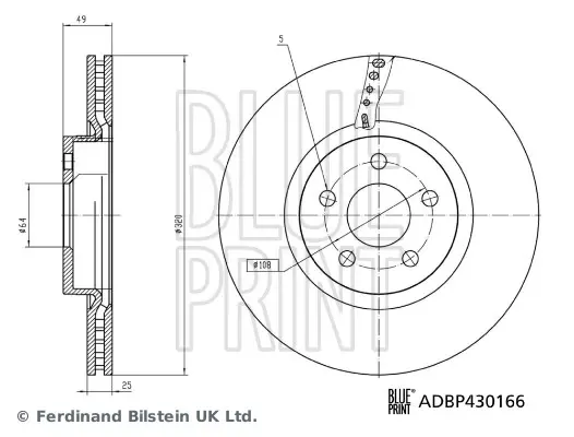 BLUE PRINT FORD Гальмівний диск передн. TOURNEO CONNECT / GRAND TOURNEO CONNECT V408, TRANSIT CONNECT 13- blue print ADBP430166