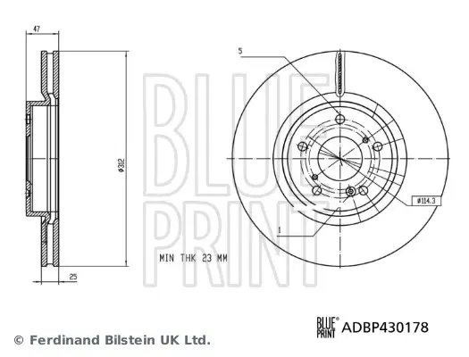 BLUE PRINT HONDA Гальмівний диск передній CR-V V (RW_, RT_) 2.0/2.4 17- blue print ADBP430178