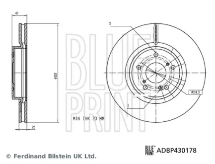 BLUE PRINT HONDA Гальмівний диск передній CR-V V (RW_, RT_) 2.0/2.4 17- blue print ADBP430178