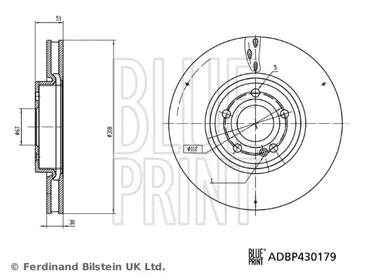 BLUE PRINT DB Гальмівний диск W177, V177, W247, H247, X247 Blue Print ADBP430179 (фото 1)