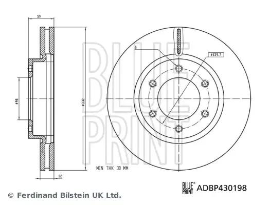 BLUE PRINT FORD Гальмівний диск передній RANGER 2.0-3.2 11- blue print ADBP430198