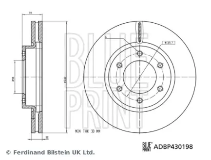 BLUE PRINT FORD Гальмівний диск передній RANGER 2.0-3.2 11- Blue Print ADBP430198