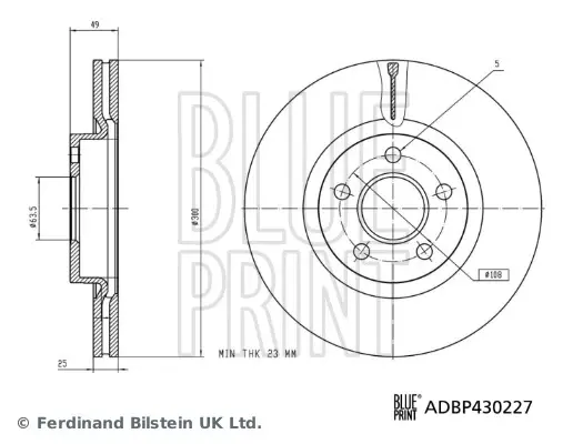 BLUE PRINT FORD Гальмівний диск передній TOURNEO CONNECT / GRAND TOURNEO CONNECT V408 Мінівен 1.5 TDCi 15-22 blue print ADBP430227