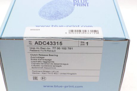 Выжимной подшипник blue Print ADC43315
