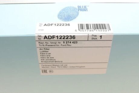 Фільтр повітряний blue Print ADF122236