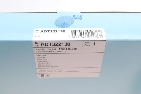 Фильтр воздушный blue Print ADT322130