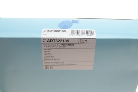 Фільтр повітряний blue Print ADT322135