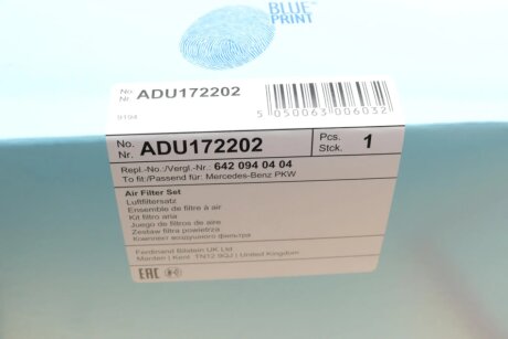 Фільтр повітряний blue Print ADU172202