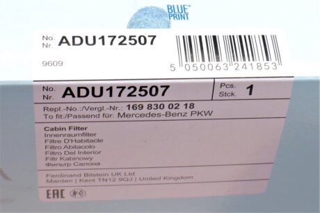 Фильтр салона blue Print ADU172507