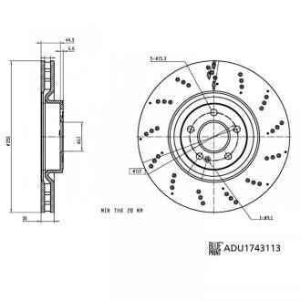 DB диск гальмівний перед. W177/W247 blue Print ADU1743113 на Мерседес B-Class w247