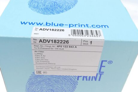 Фильтр воздушный blue Print ADV182226