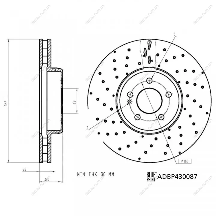 BLUE PRINT DB диск гальм. передній (342мм) W205/W213 blue print ADBP430087