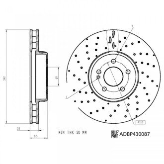 DB диск гальм. передній (342мм) W205/W213 blue Print ADBP430087