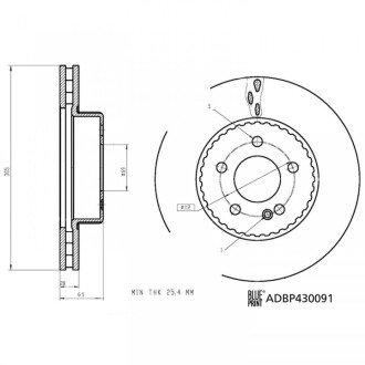 Диск гальм. передн. DB C205 blue Print ADBP430091 на Мерседес E-Class w213/S213