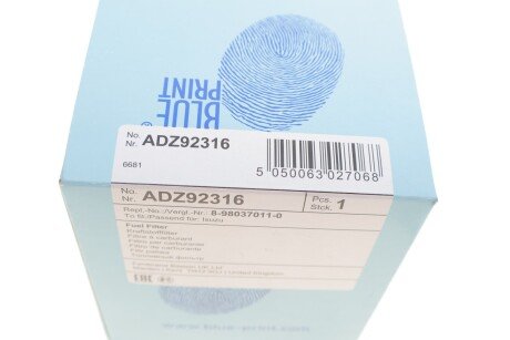 Фильтр топлива ISUZU N-Serie blue Print ADZ92316