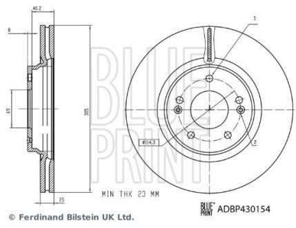 HYUNDAI гальмівний диск передній SONATA VIII (DN8) 2.0 CVVL 20- blue Print ADBP430154