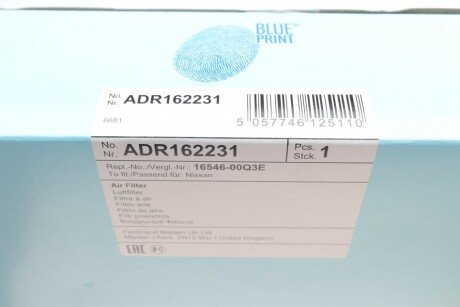 OPEL Фильтр воздушный Movano,Master 11- blue Print ADR162231