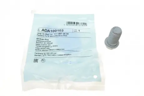 Болт піддону з шестигранною головкою Blue Print ADA100103