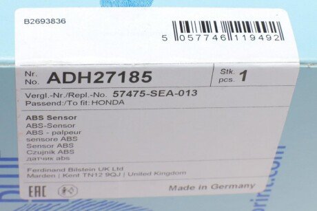 Датчик ABS blue Print ADH27185