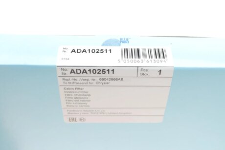 Фільтр салону blue Print ADA102511