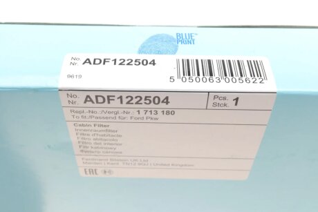 Фильтр салона blue Print ADF122504