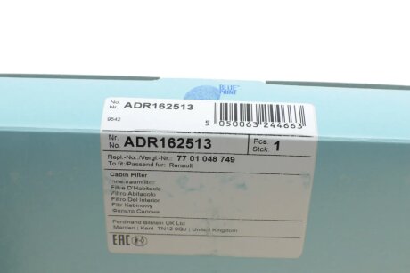 Фильтр салона blue Print ADR162513