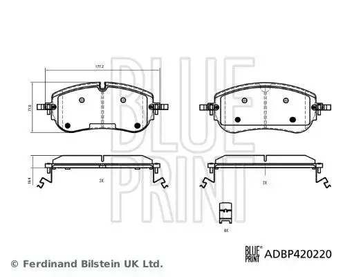 Передні тормозні (гальмівні) колодки Blue Print ADBP420220 (фото 1)