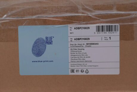 Корпус масляного фильтра blue Print ADBP210029