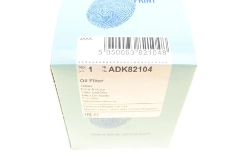 Масляный фильтр blue Print ADK82104