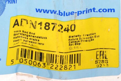 Наконечник рулевой тяги blue Print ADN187240