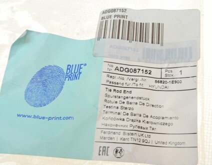 Наконечник рулевой тяги blue Print ADG087152