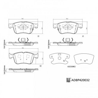 Передние тормозные колодки blue Print ADBP420032