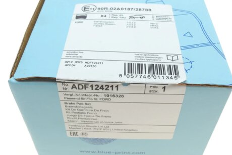 Передні тормозні (гальмівні) колодки blue Print ADF124211