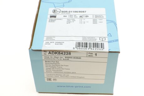 Передні тормозні (гальмівні) колодки blue Print ADK84228