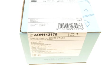 Передні тормозні (гальмівні) колодки blue Print ADN142179