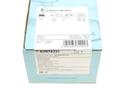 Передні тормозні (гальмівні) колодки blue Print ADS74221