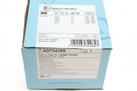 Передние тормозные колодки blue Print ADT34285