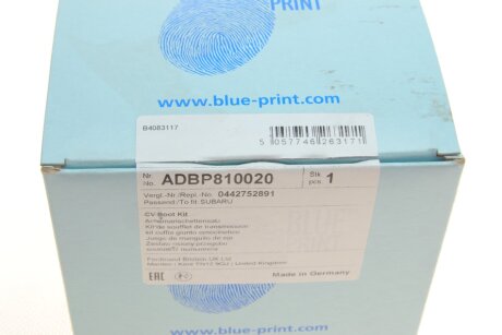 Пильовик шруса (гранати) внутрішній-зовнішній blue Print ADBP810020