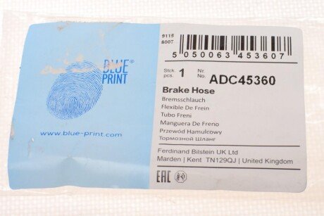 Шланг тормозной задний blue Print ADC45360