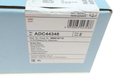 Тормозной диск blue Print ADC44348