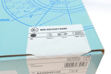 Тормозной диск blue Print ADG043135