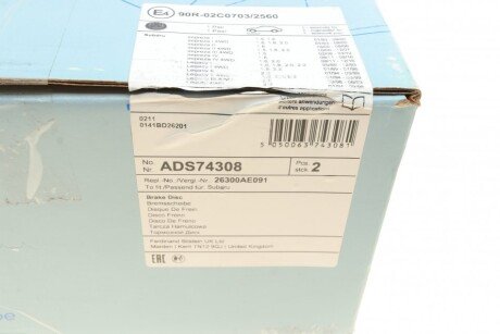 Тормозной диск blue Print ADS74308