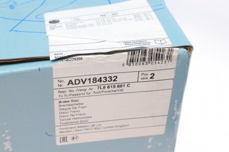 Тормозной диск blue Print ADV184332