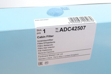 Угольный фильтр салона blue Print ADC42507