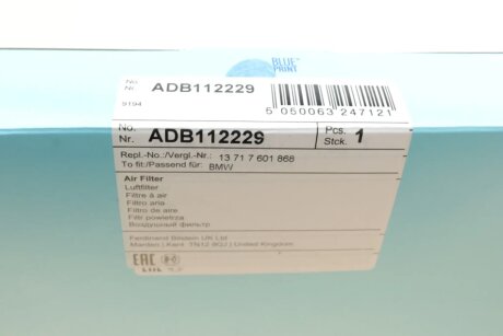 Повітряний фільтр blue Print ADB112229