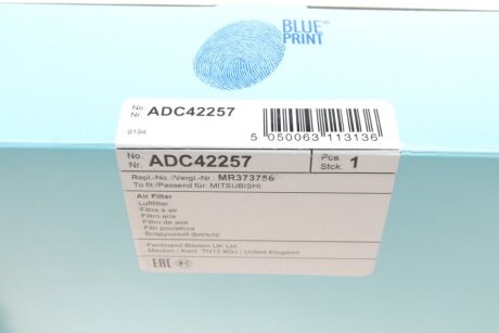 Воздушный фильтр blue Print ADC42257