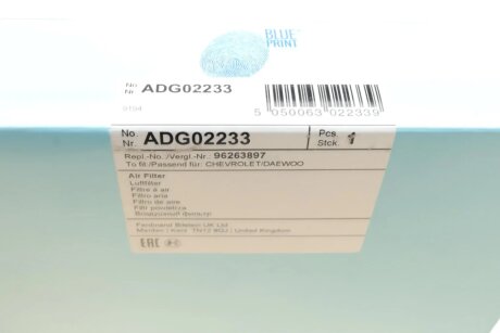 Повітряний фільтр blue Print ADG02233